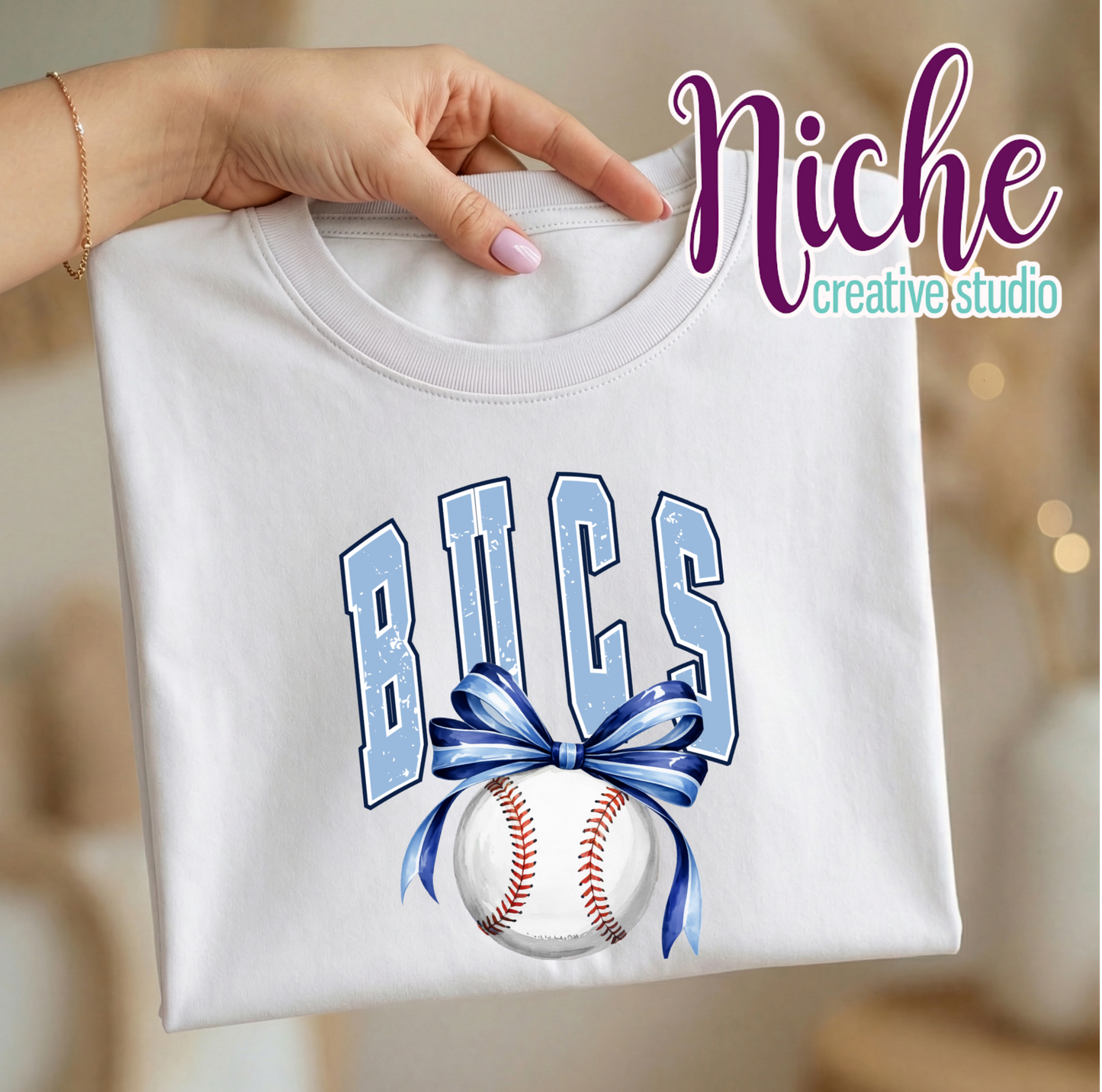 -BAR4395 Bucs Baseball Bow Decal
