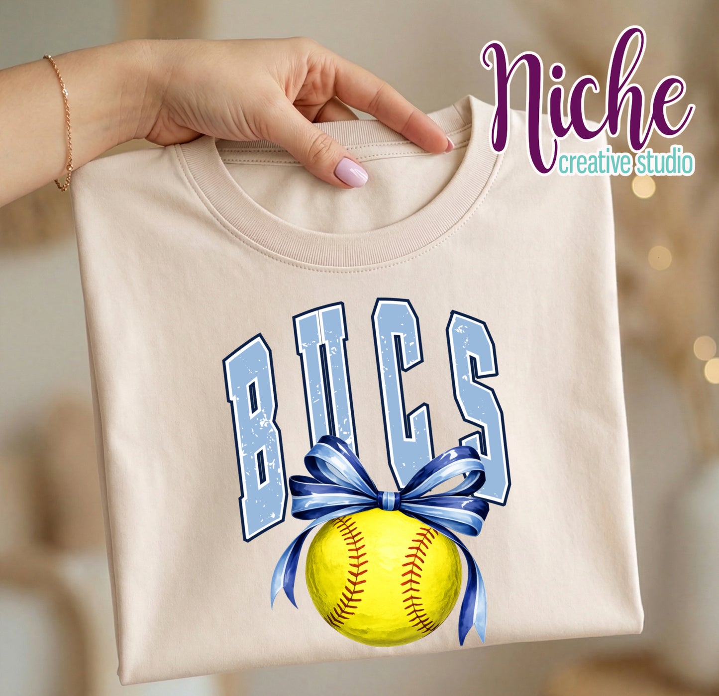 -BAR4504 Barbe Softball with Ribbon Bow Decal