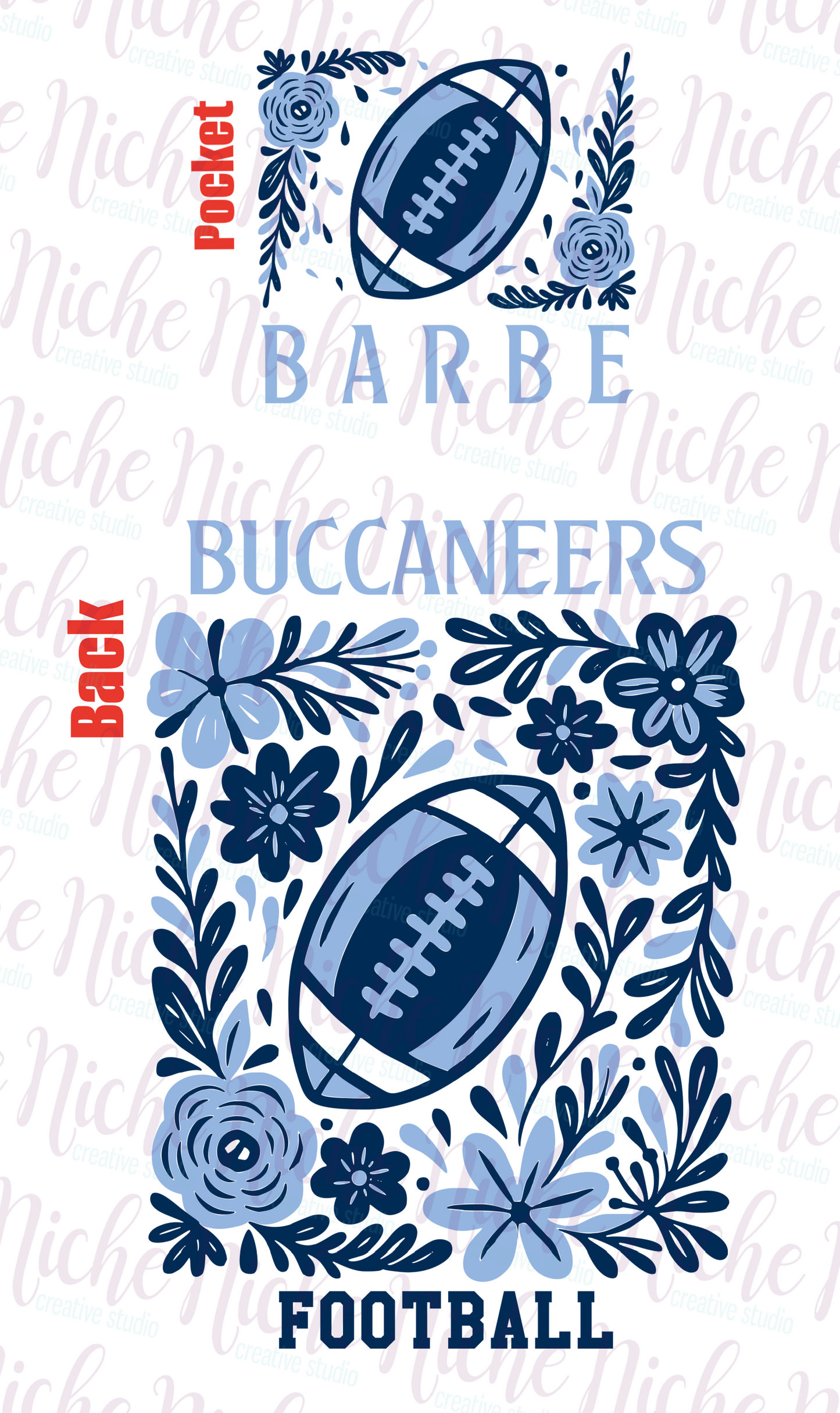 -BAR8266 **Combo** Floral Football Barbe Decal