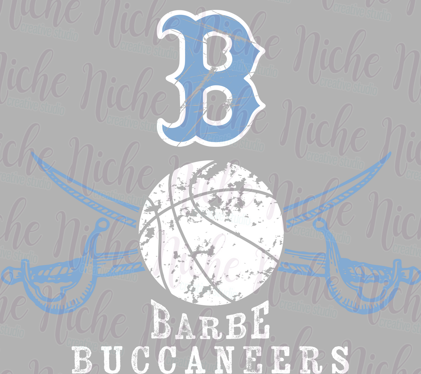 BAR8470 Bucs Basketball Distressed Decal