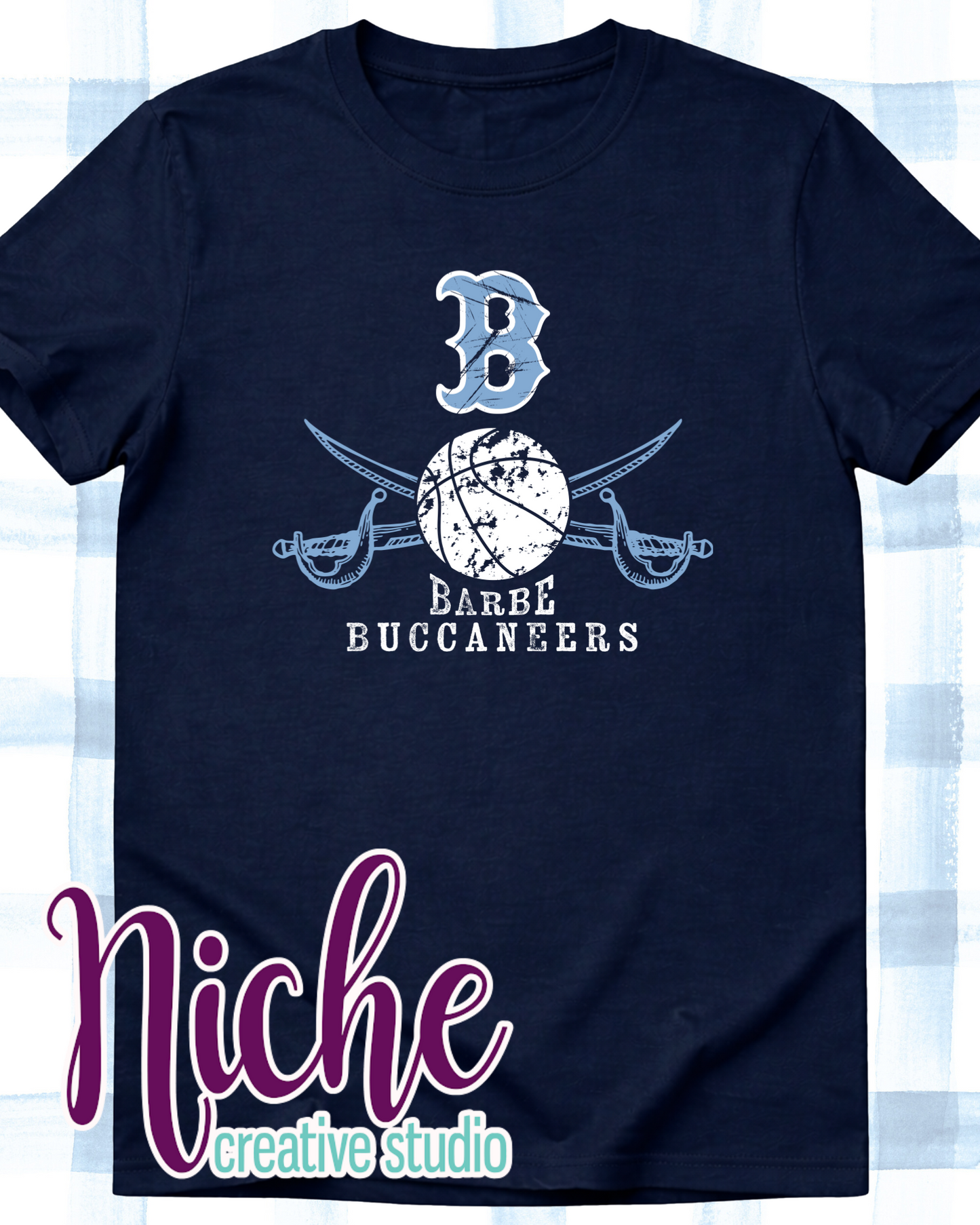 BAR8470 Bucs Basketball Distressed Decal