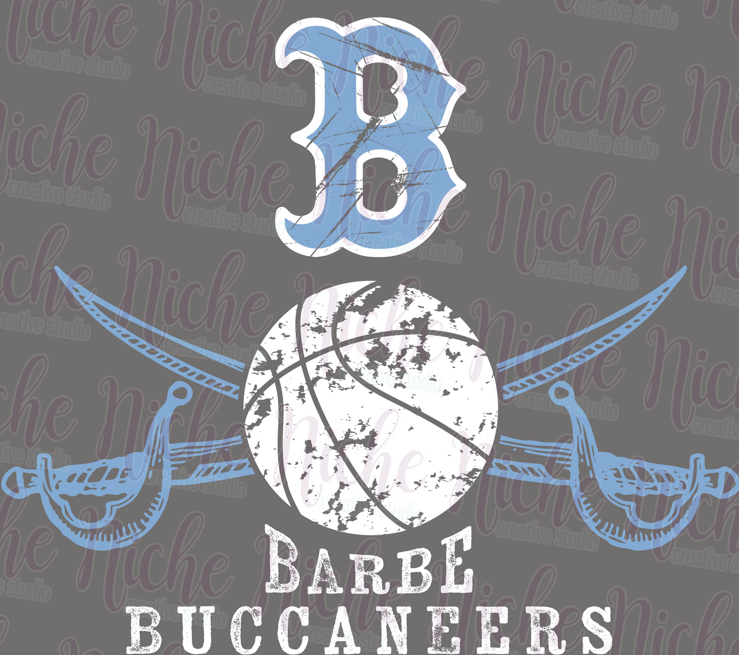 BAR8470 Bucs Basketball Distressed Decal