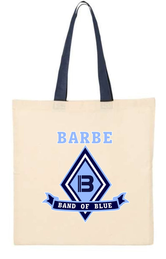 # Barbe Band of Blue Tote with Contrast-Color Handles
