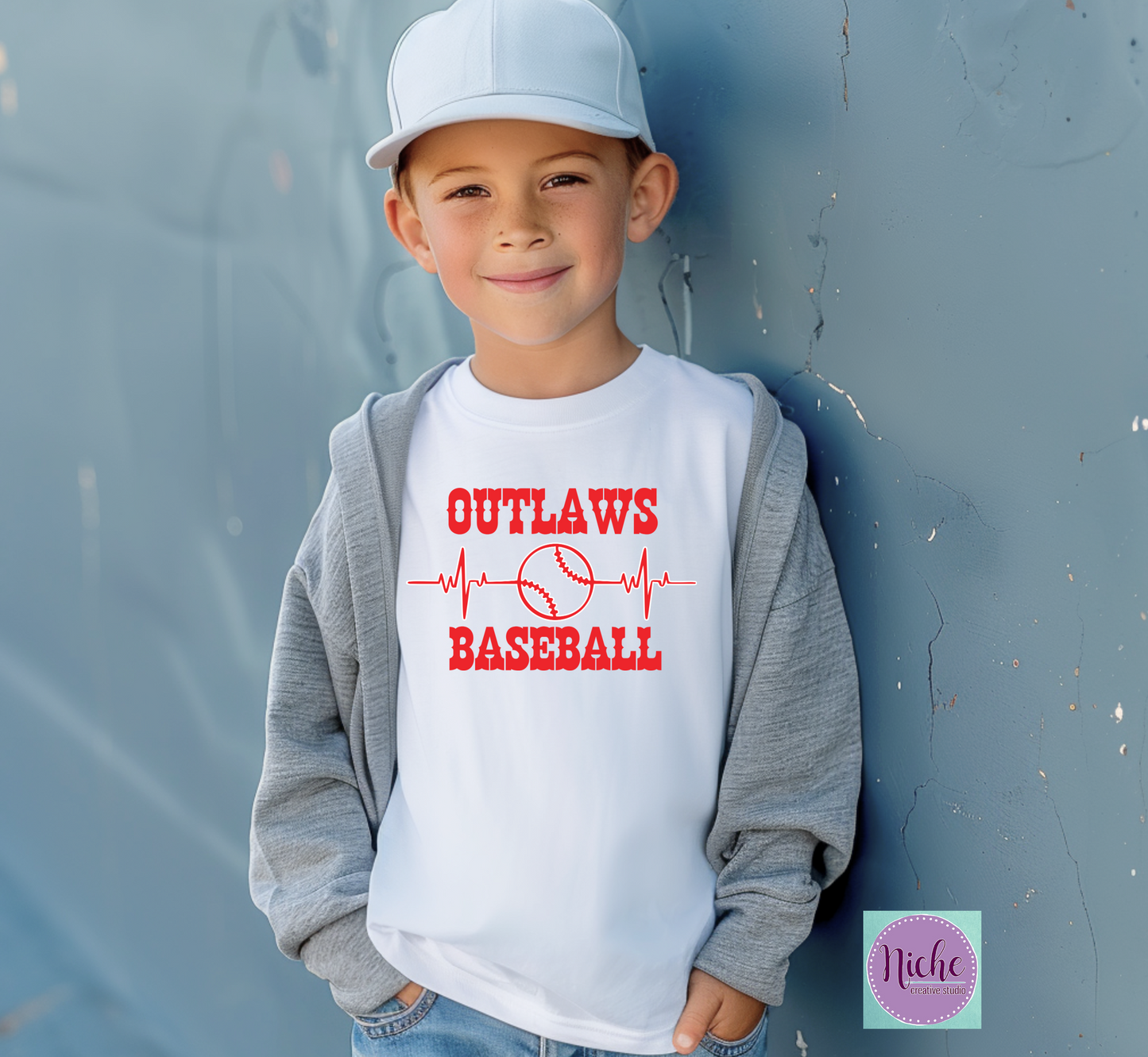 -BAS3176 Outlaws Baseball Heartbeat Decal