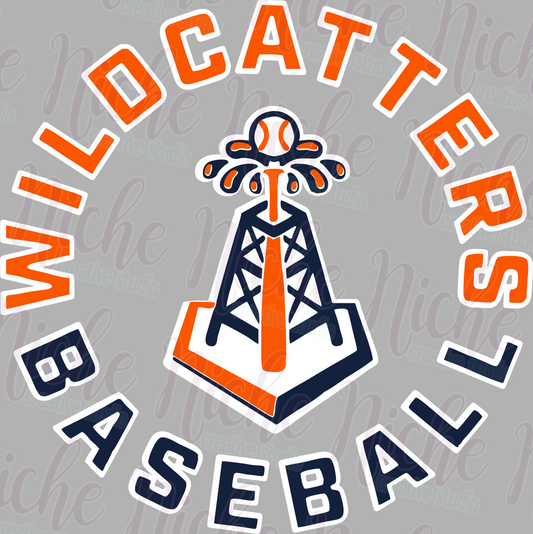 -BAS4473 Wildcatters Baseball Round Words Decal