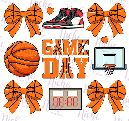 -BAS5475 Game Day Basketball Coquette Decal