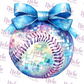 -BAS6010 Blue Bow Baseball Decal