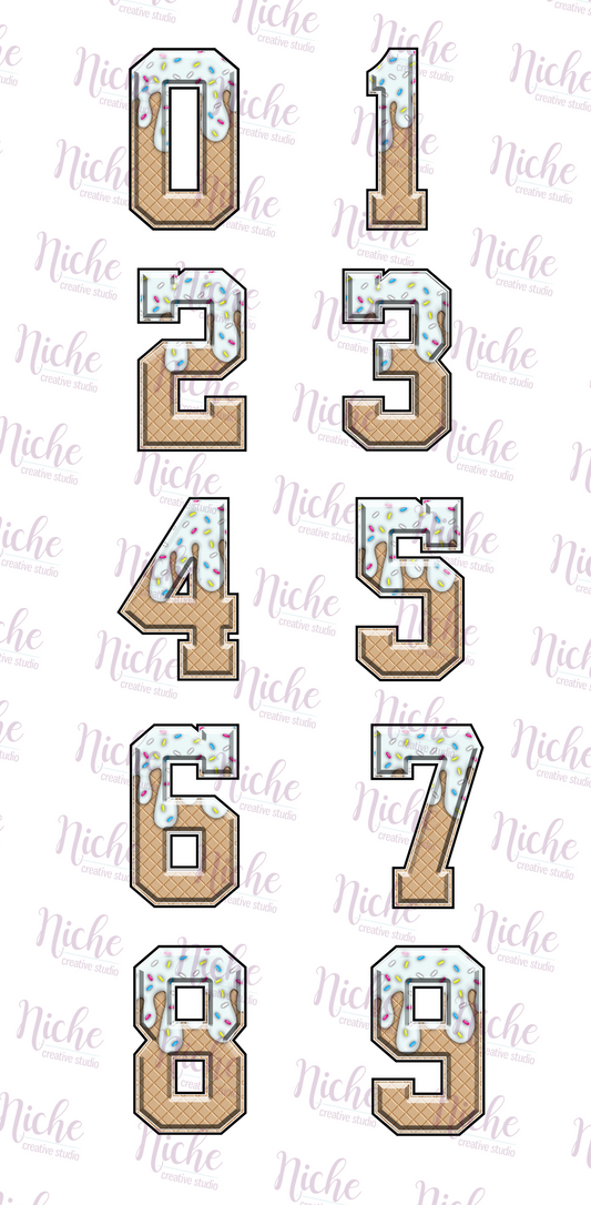 -BAS8064 Ice Cream Drip Numbers Decal