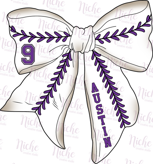 -BAS8200 Customizable Baseball Bow Decal
