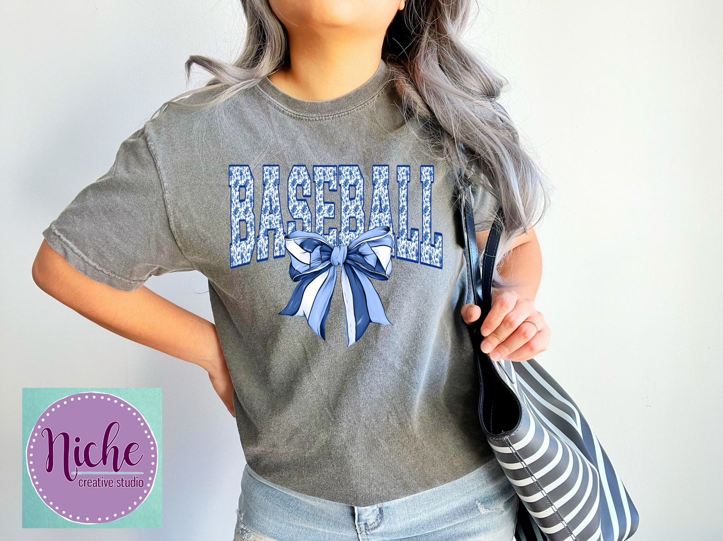 -BAS8245 Baseball Blue Coquette Decal