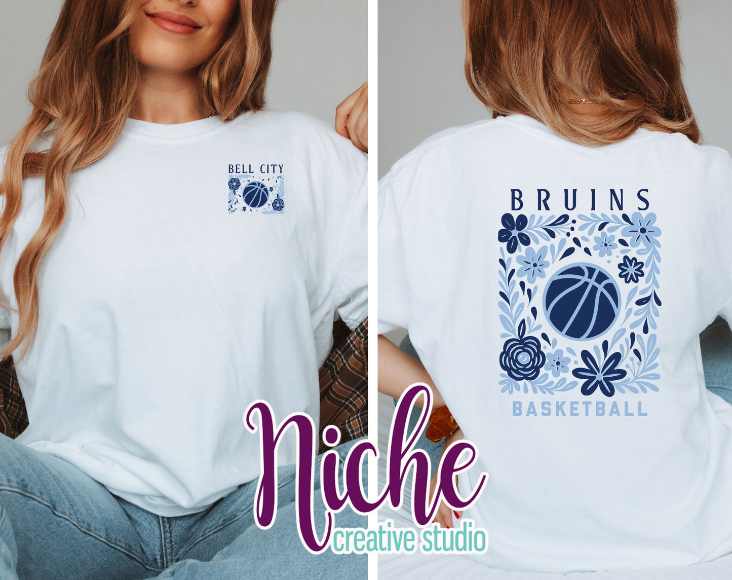 -BEL4479 **Combo** Floral Basketball Bruins Decal