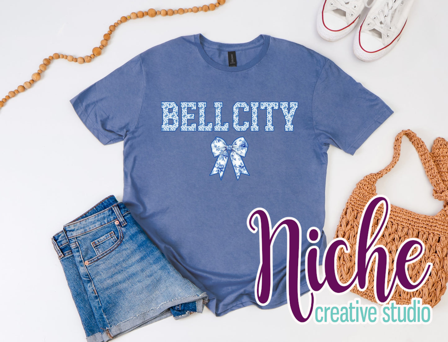 -BEL4717 Bell City Blue Coquette Bow Decal