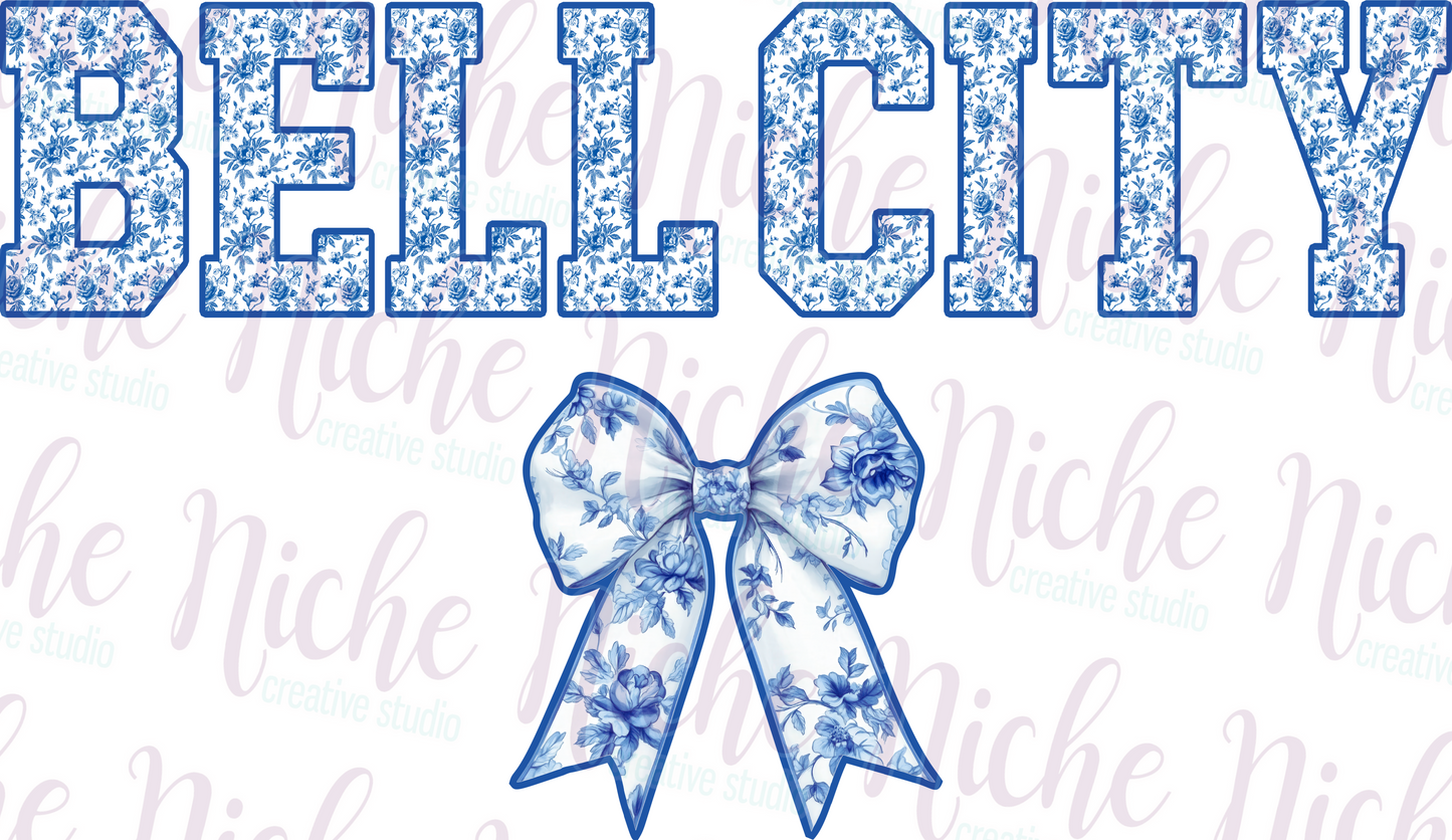 -BEL4717 Bell City Blue Coquette Bow Decal