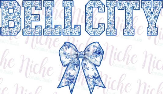 -BEL4717 Bell City Blue Coquette Bow Decal