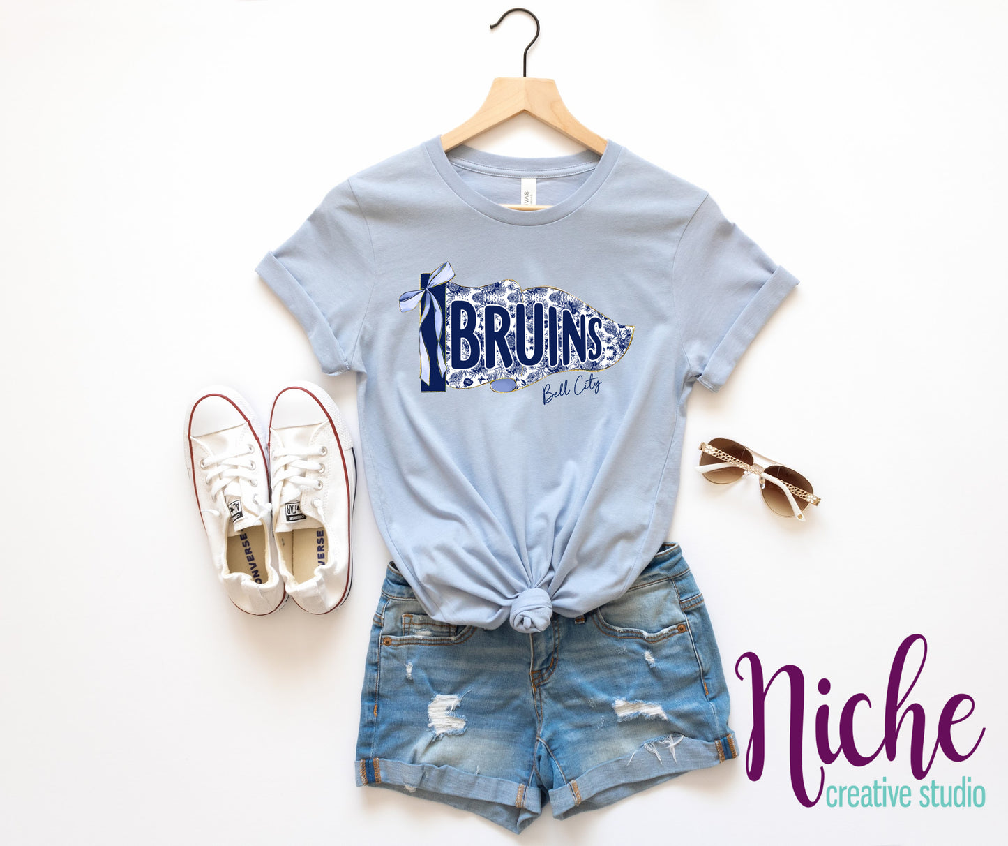 -BEL8299 Bruins Navy Bell City Pennant Decal