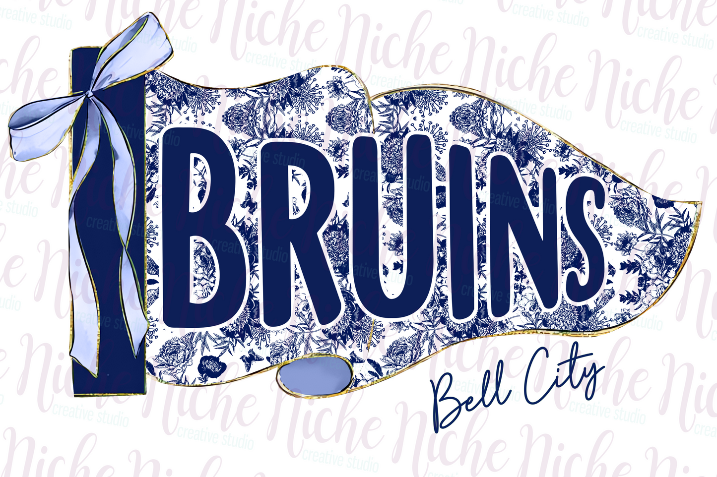 -BEL8299 Bruins Navy Bell City Pennant Decal