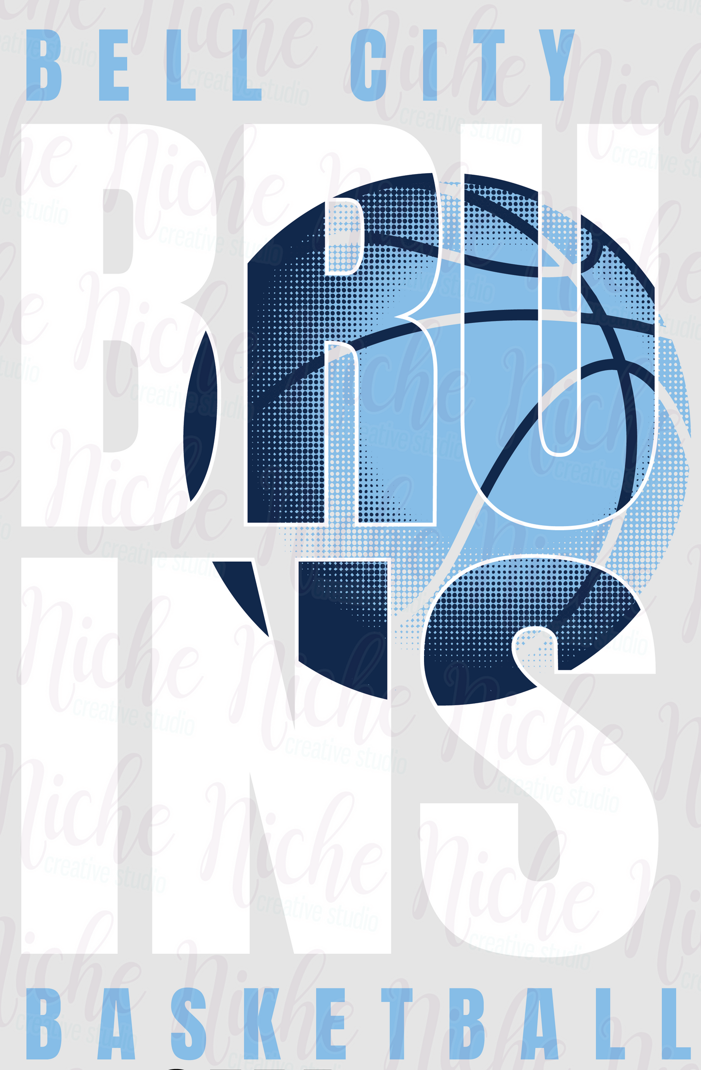-BEL8480 Bruins Halftone Basketball Decal