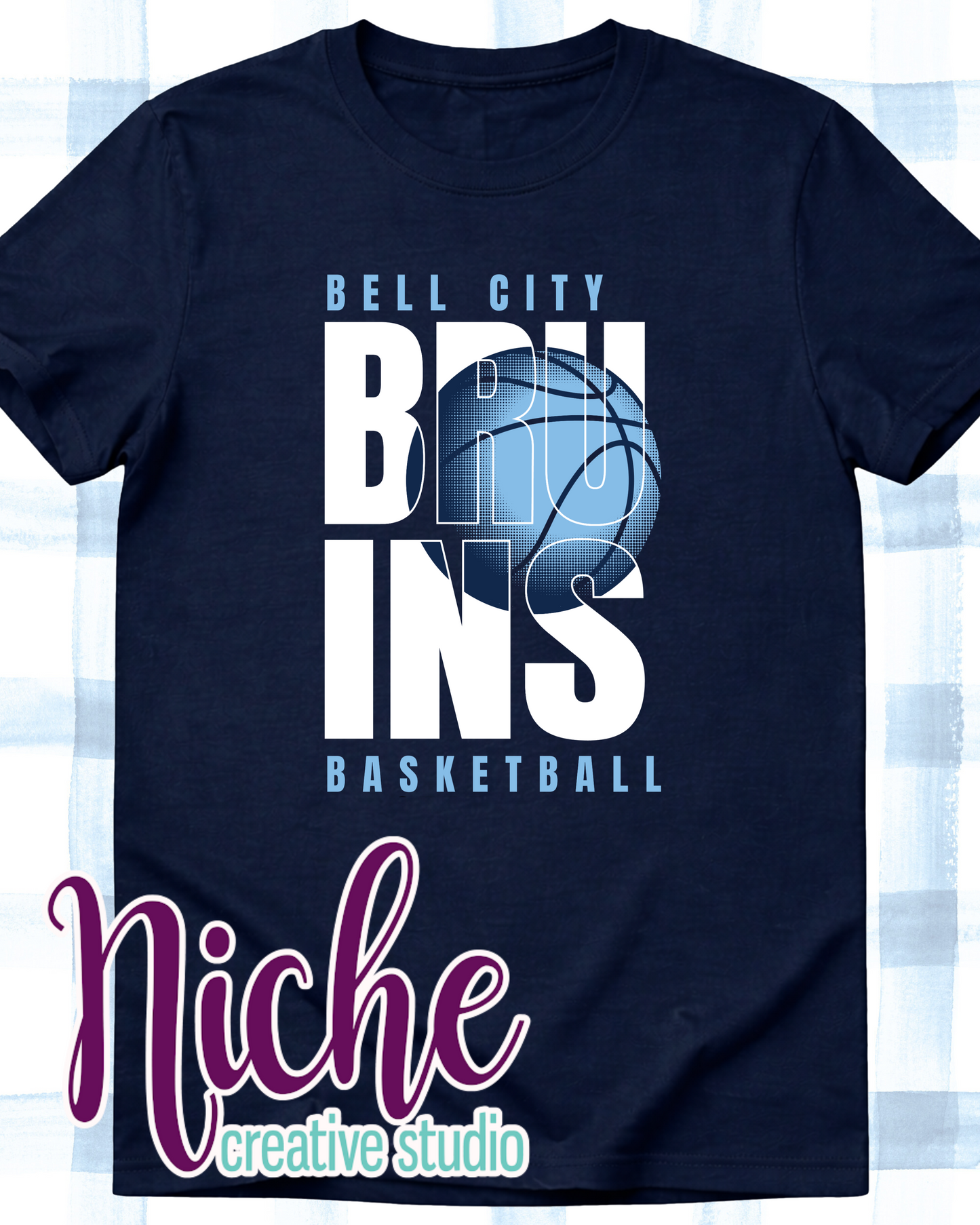 -BEL8480 Bruins Halftone Basketball Decal