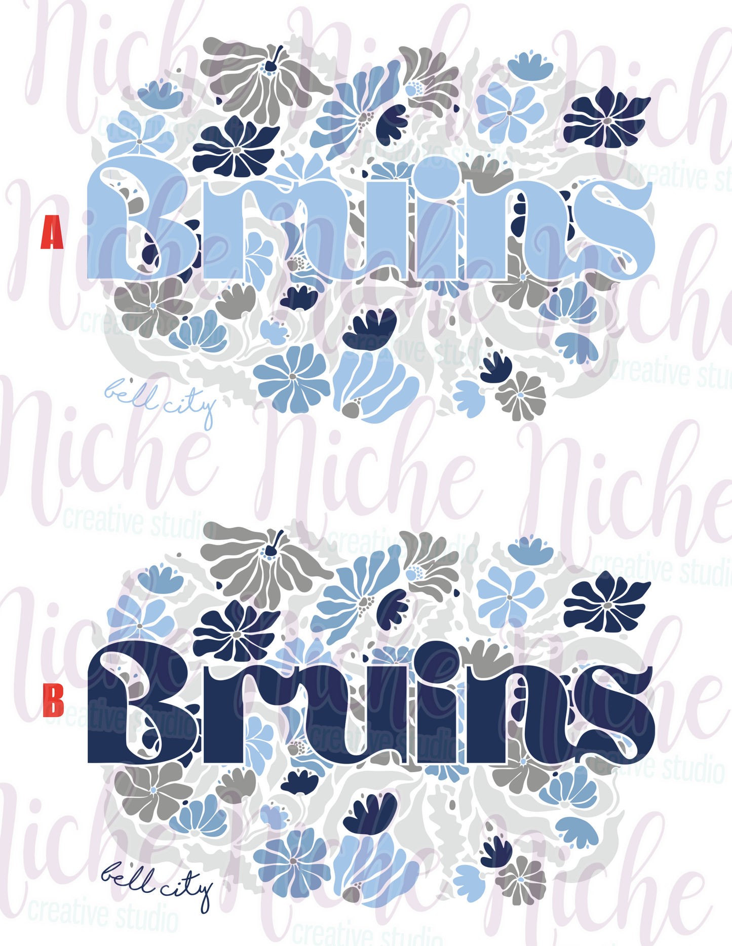 -BEL8485 Bruins Groovy Floral Decal