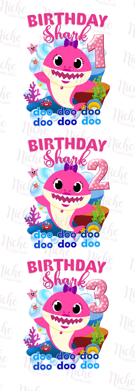 -BIR1690 Birthday Shark Pink Decal