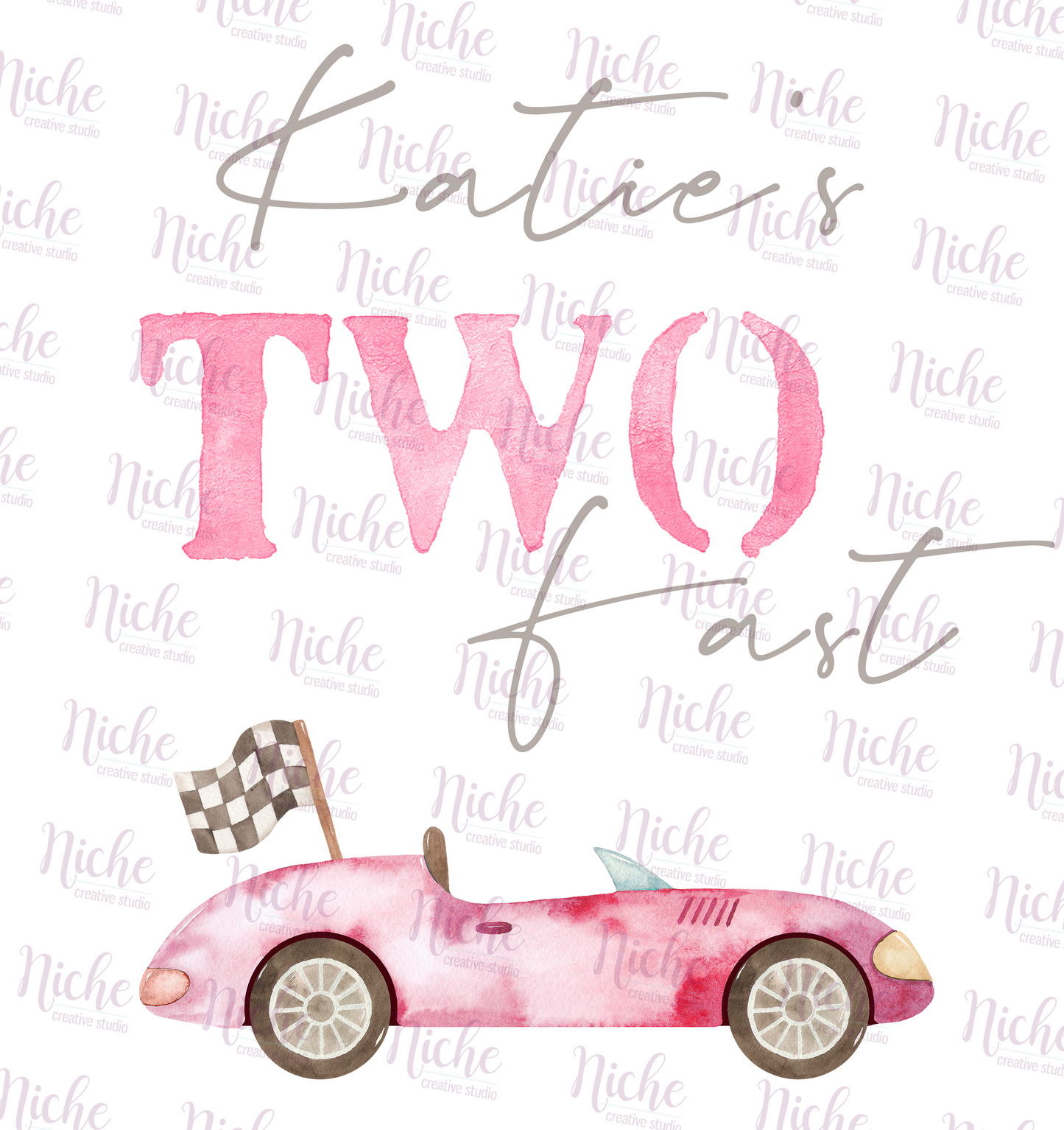 -BIR5188 Pink Race Car 2nd Birthday Decal