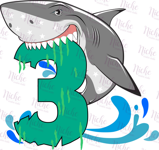 -BIR532 Shark Birthday 3 Decal