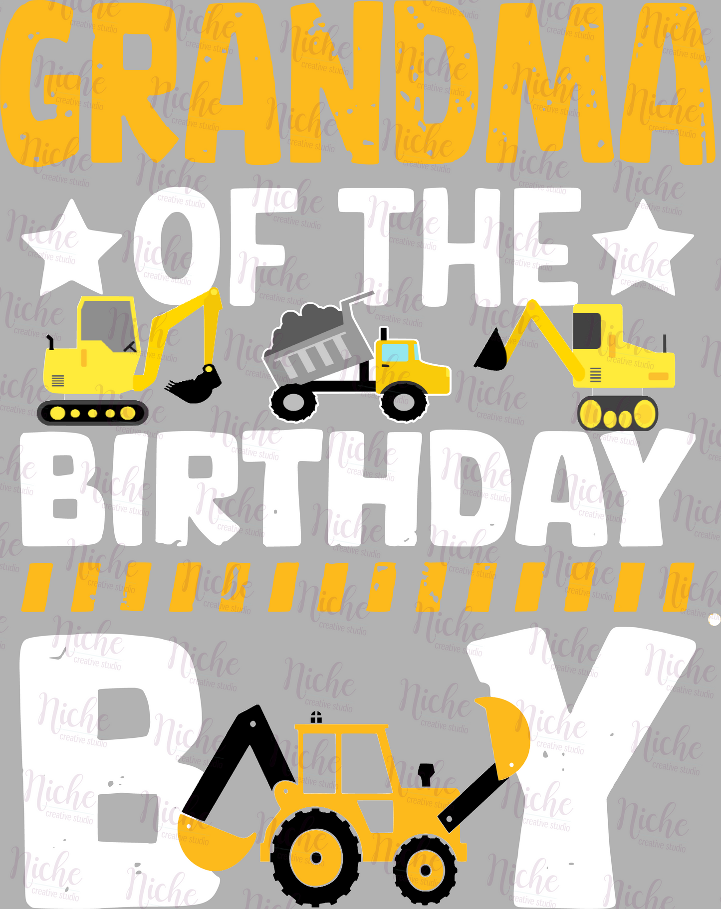 -BIR6057 Grandma of the Birthday Boy Construction Decal