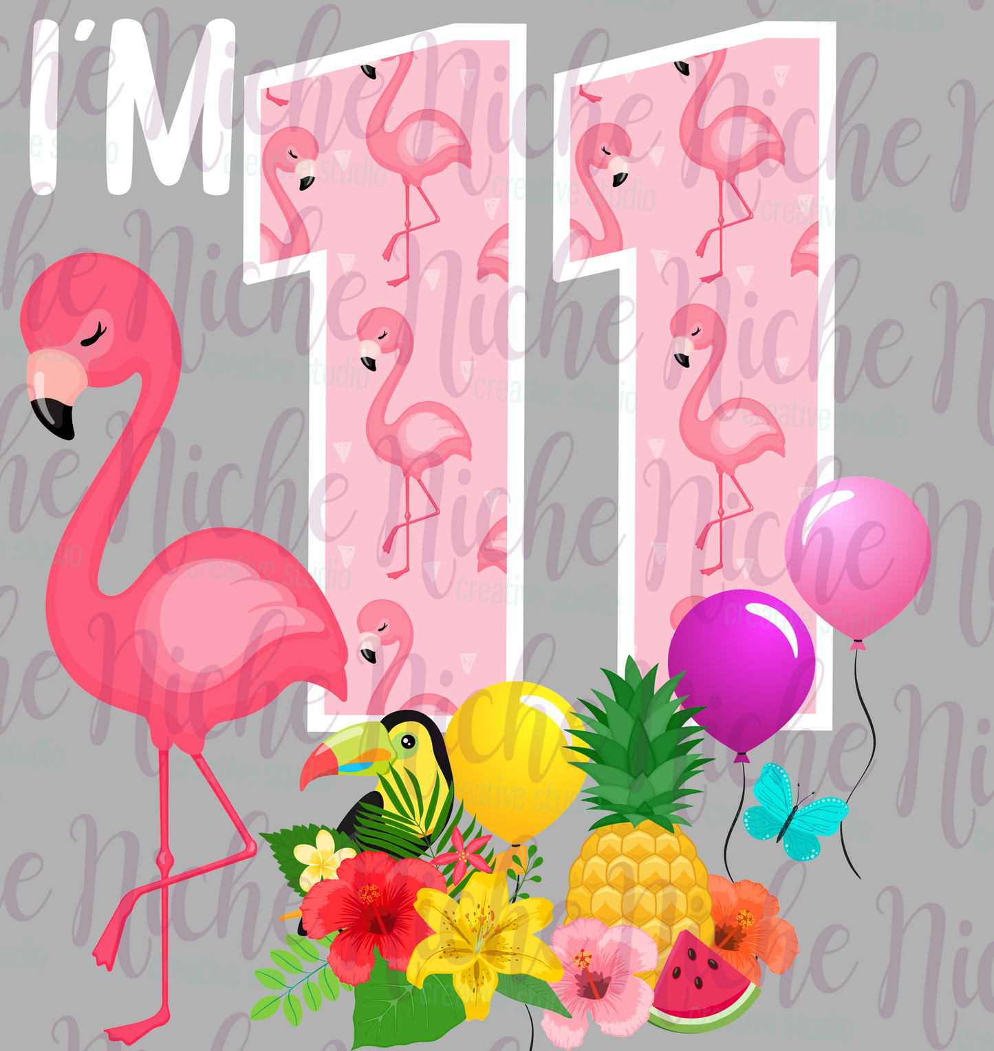 -BIR8240 Flamingo I'm 11 Decal