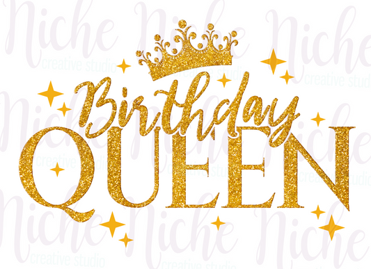 -BIR8531 Birthday Queen in Gold Decal