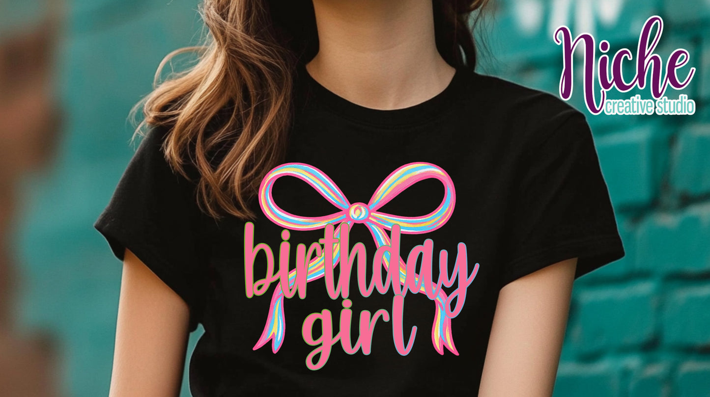 -BIR8610 Preppy Birthday Girl Bow Decal