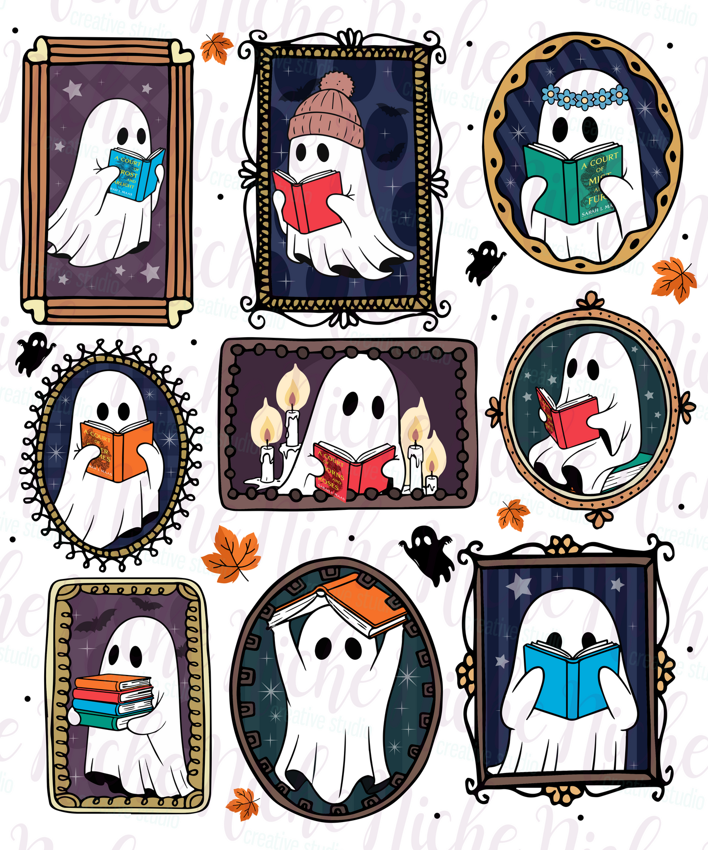 -BOO8308 Ghost Book Lover Decal