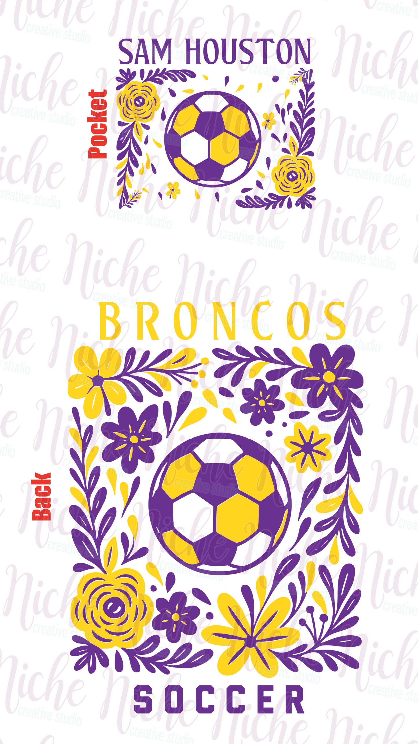 -BRO3016 **Combo** Floral Broncos Soccer Decal