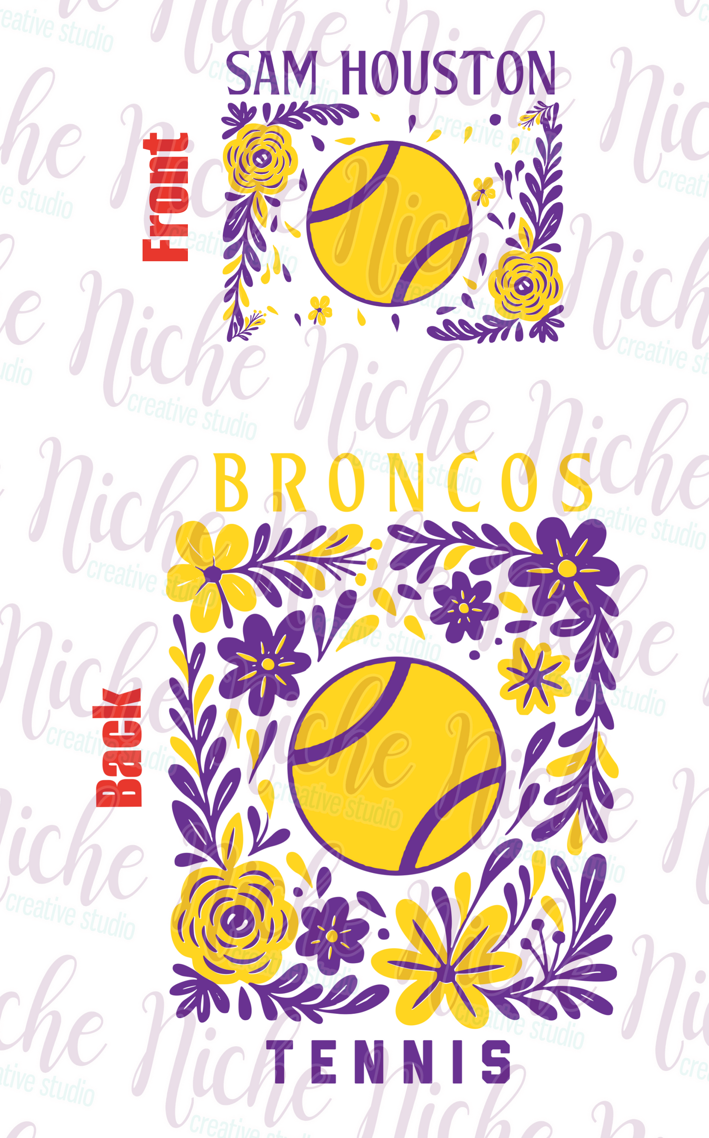 -BRO3017 Floral Broncos Tennis Decal