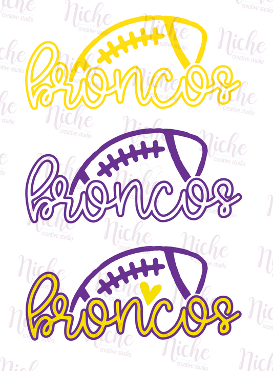 -BRO3116 Broncos Football Script Decal