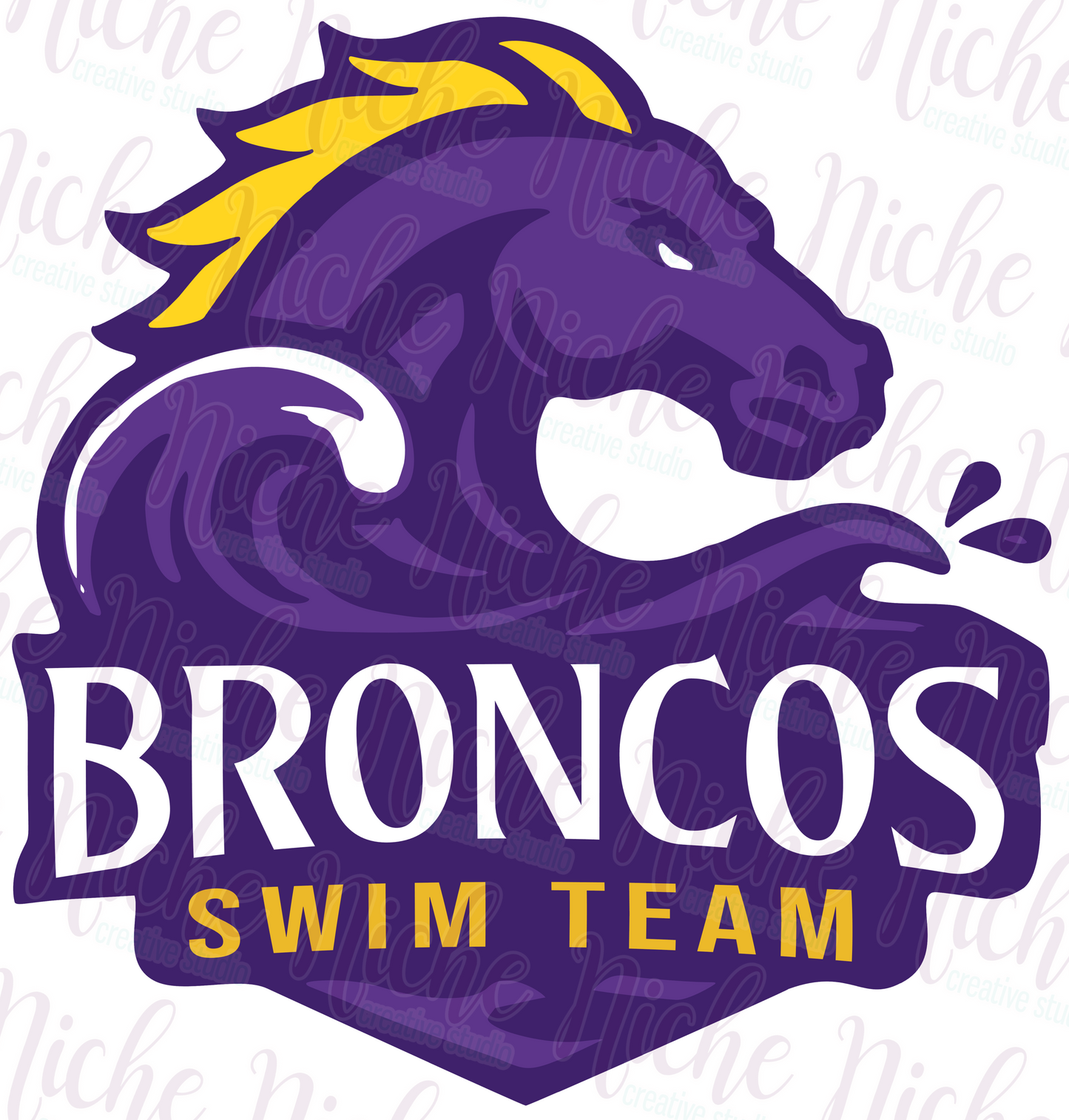 -BRO3414 Broncos Swim Team Decal