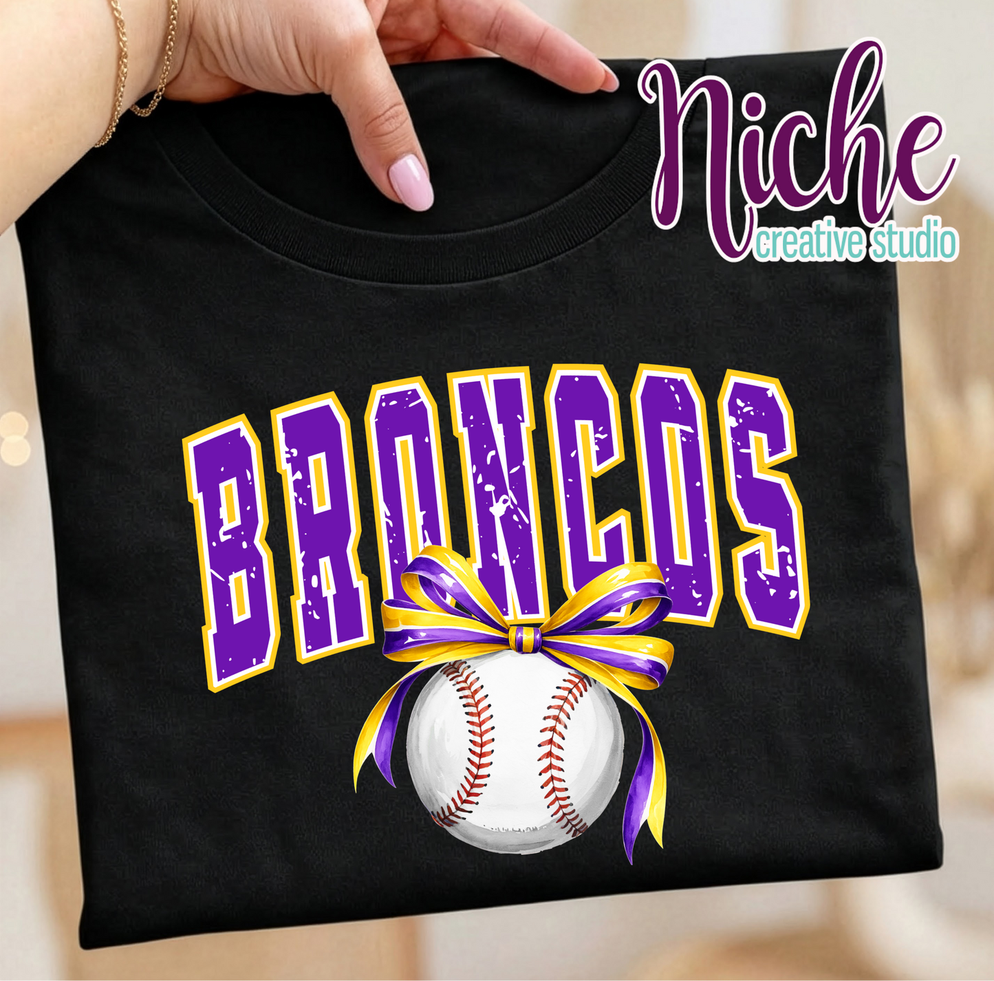 -BRO4396 Broncos Baseball Bow Decal