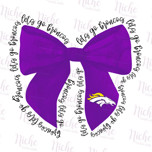 -BRO5015 Purple Broncos Bow Decal