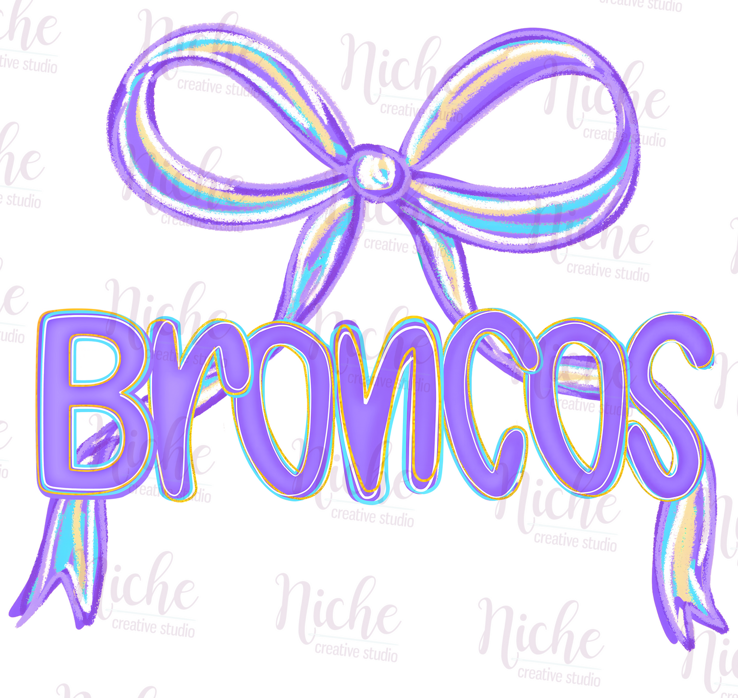 -BRO8219 Broncos Preppy Bow Decal