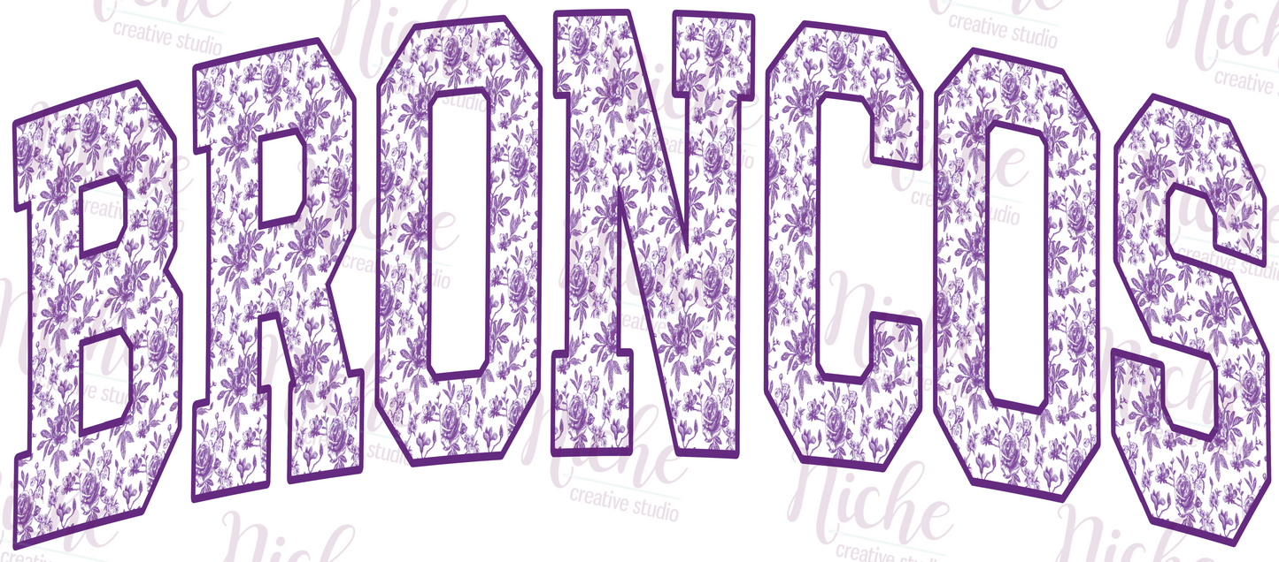 -BRO8257 Broncos Purple Floral Decal