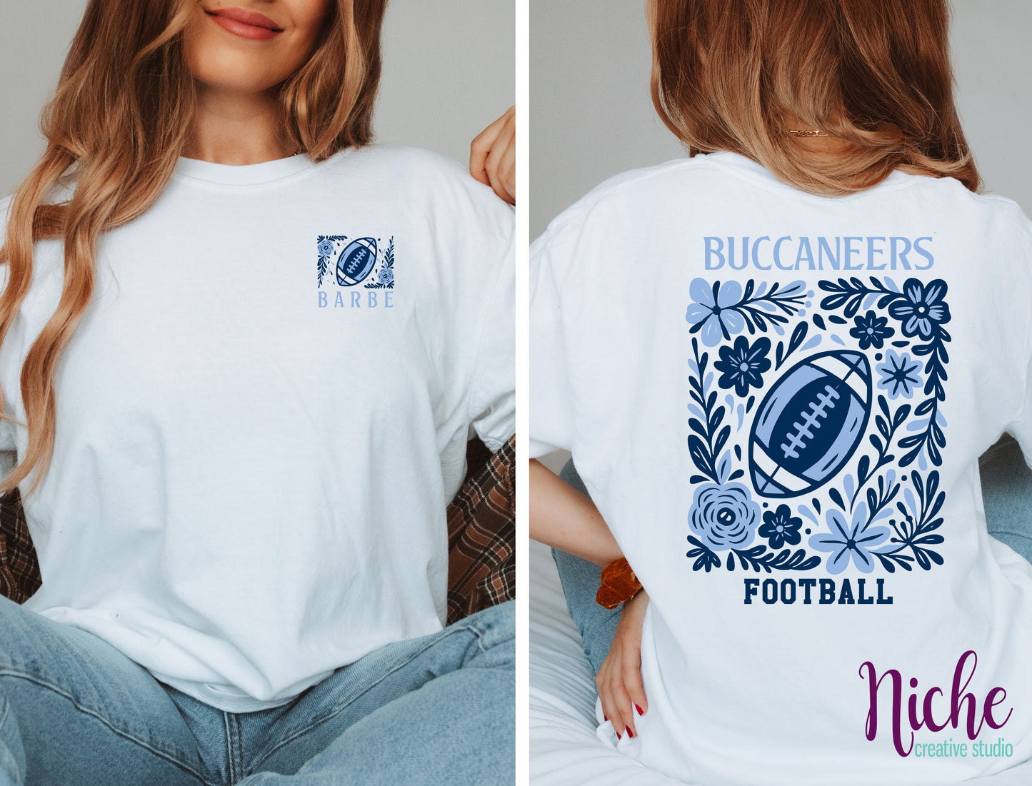 -BAR8266 **Combo** Floral Football Barbe Decal
