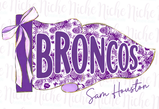-BRO8295 Broncos Purple Pennant Decal