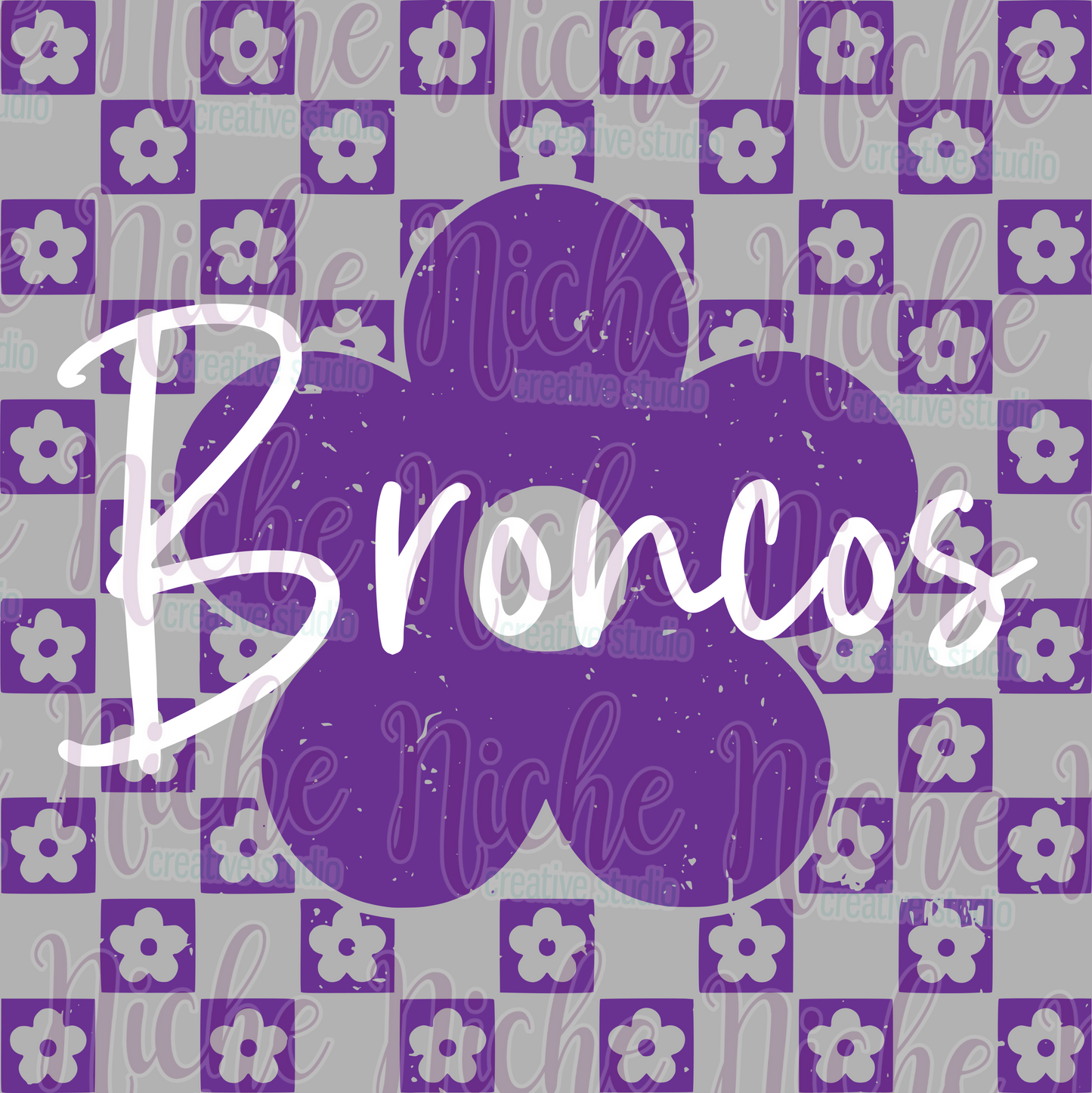 -BRO8308 Checkered Flower Broncos Decal