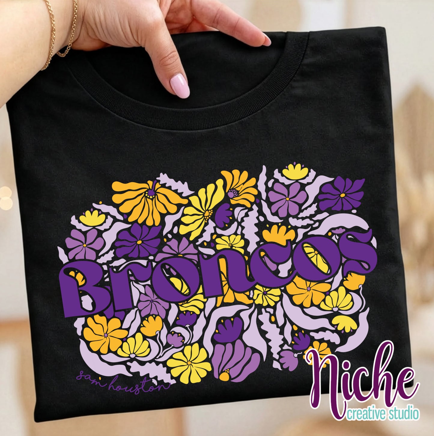-BRO8830 Broncos Groovy Floral Decal