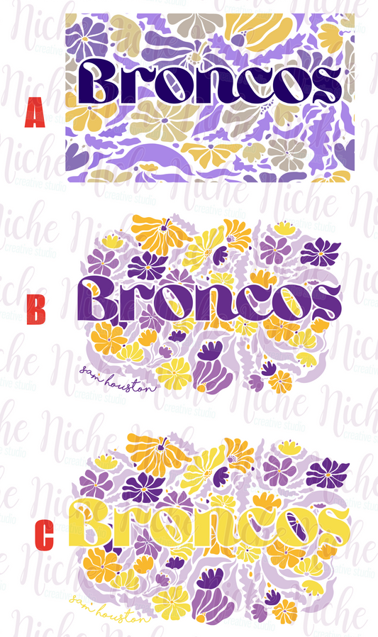 -BRO8830 Broncos Groovy Floral Decal