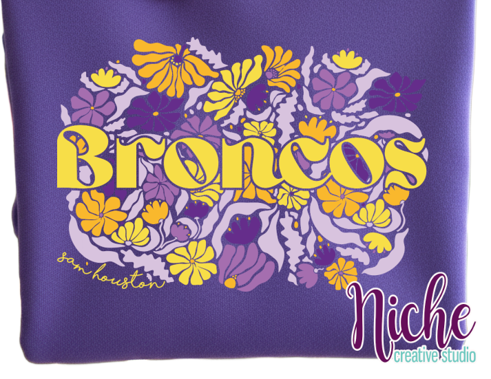 -BRO8830 Broncos Groovy Floral Decal