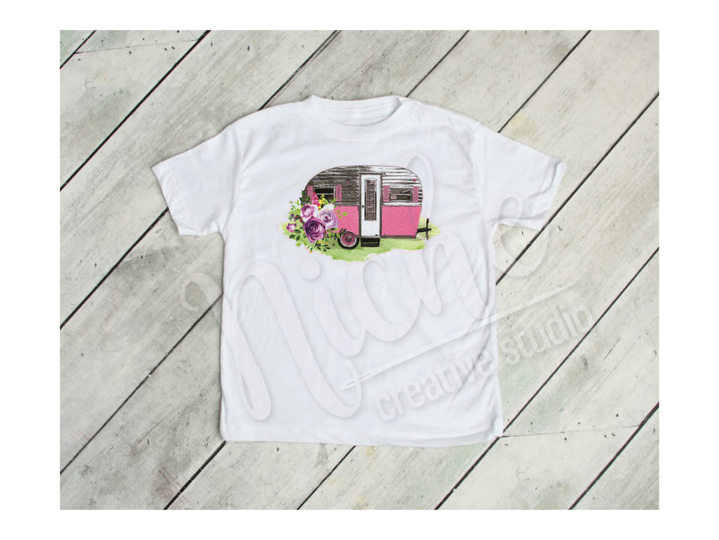 - CAM2604 Pink Floral Camper Decal