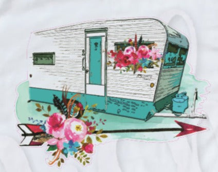 - CAM2606 Teal Floral Camper Decal