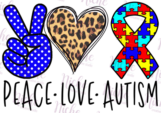 - CAU2868 Peace Love Autism Decal