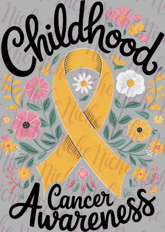 -CAU8291 Childhood Cancer Floral  Awareness Decal