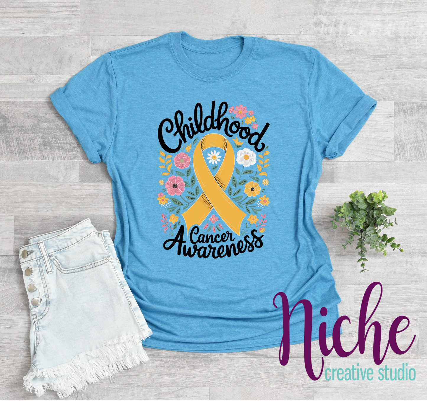 -CAU8291 Childhood Cancer Floral  Awareness Decal